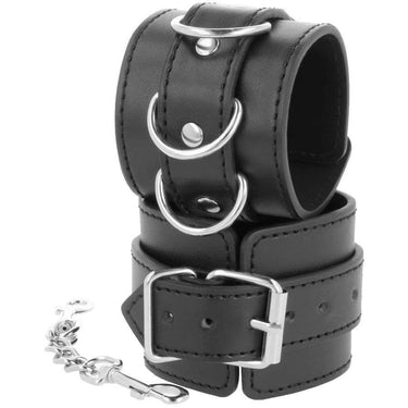 Polsini Regolabili in Pelle PVC Nero per Polsi e Caviglie - Eleganti e Sicuri